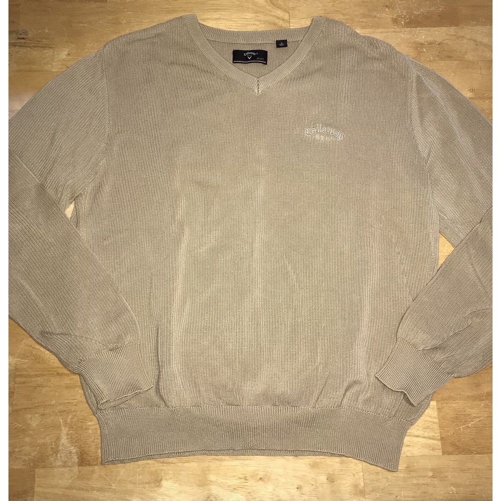 Callaway Men's Golf Sport Sweater Size Medium Tan Beige‎ V-Neck